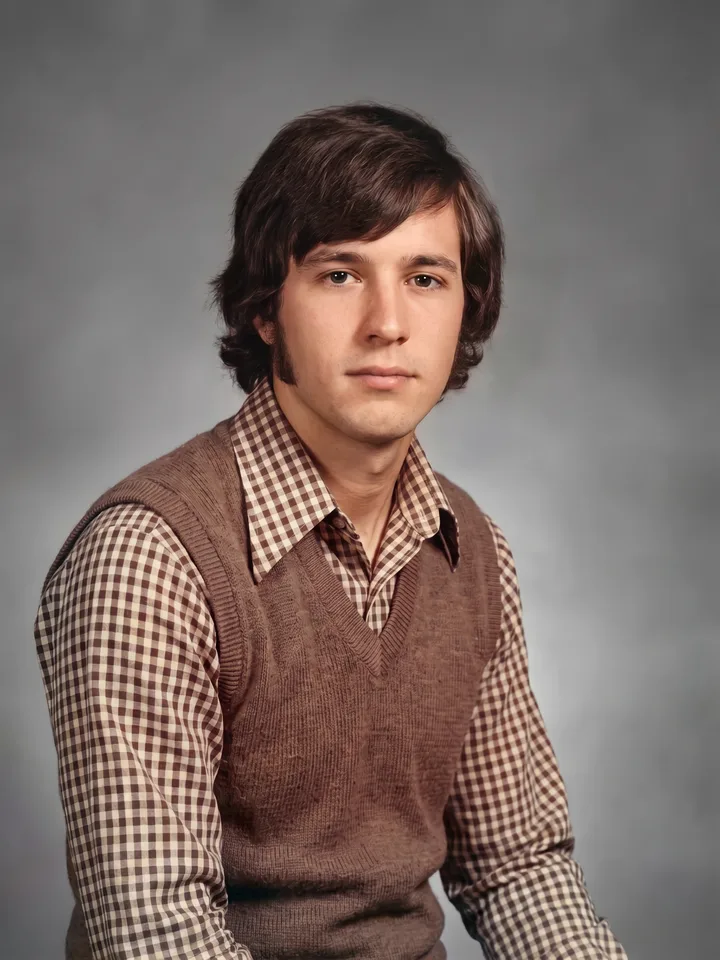 Old photo of a man restored and colorized