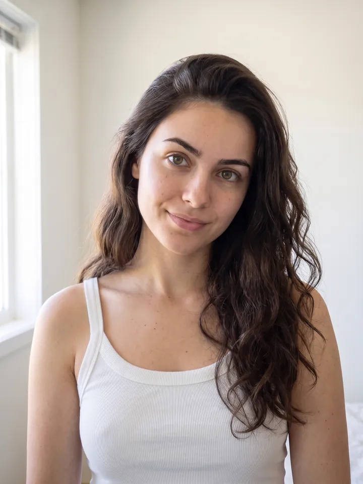The source photo: a neutral portrait used as the input of every scenario
