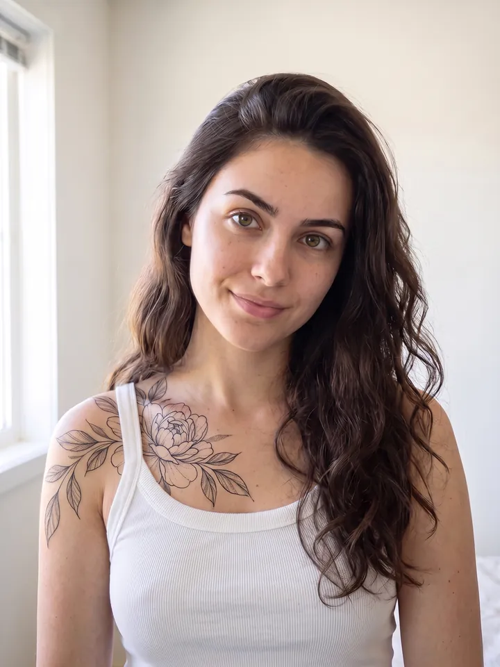 The reference photo with a tattoo added to the skin