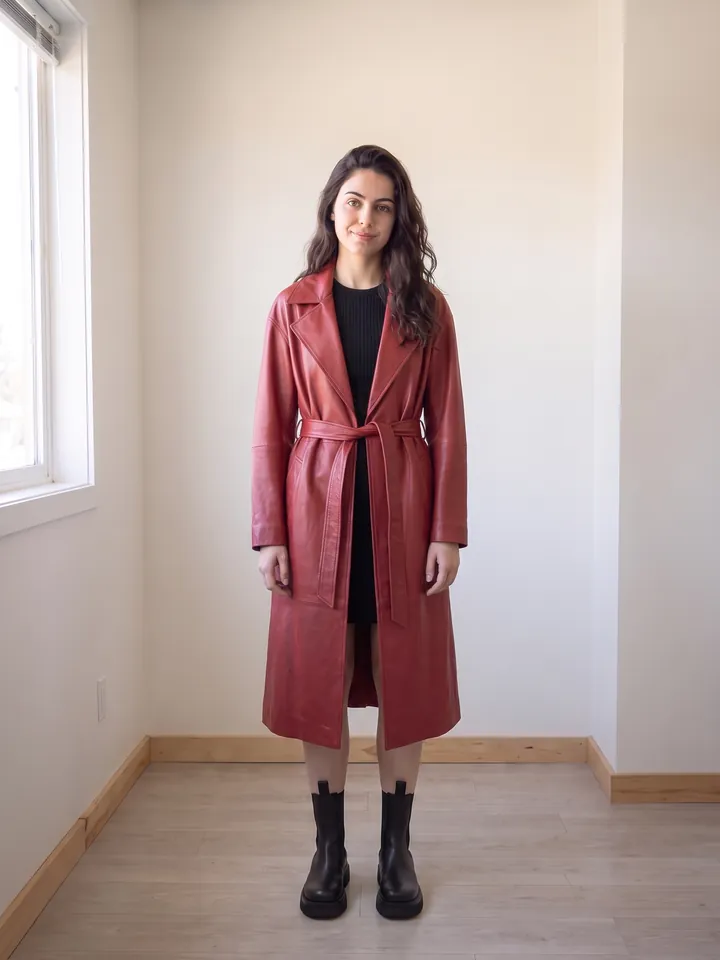 The person from the reference photo wearing the item from a product card